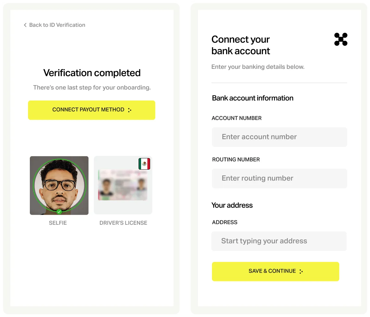 Payee onboarding for payouts